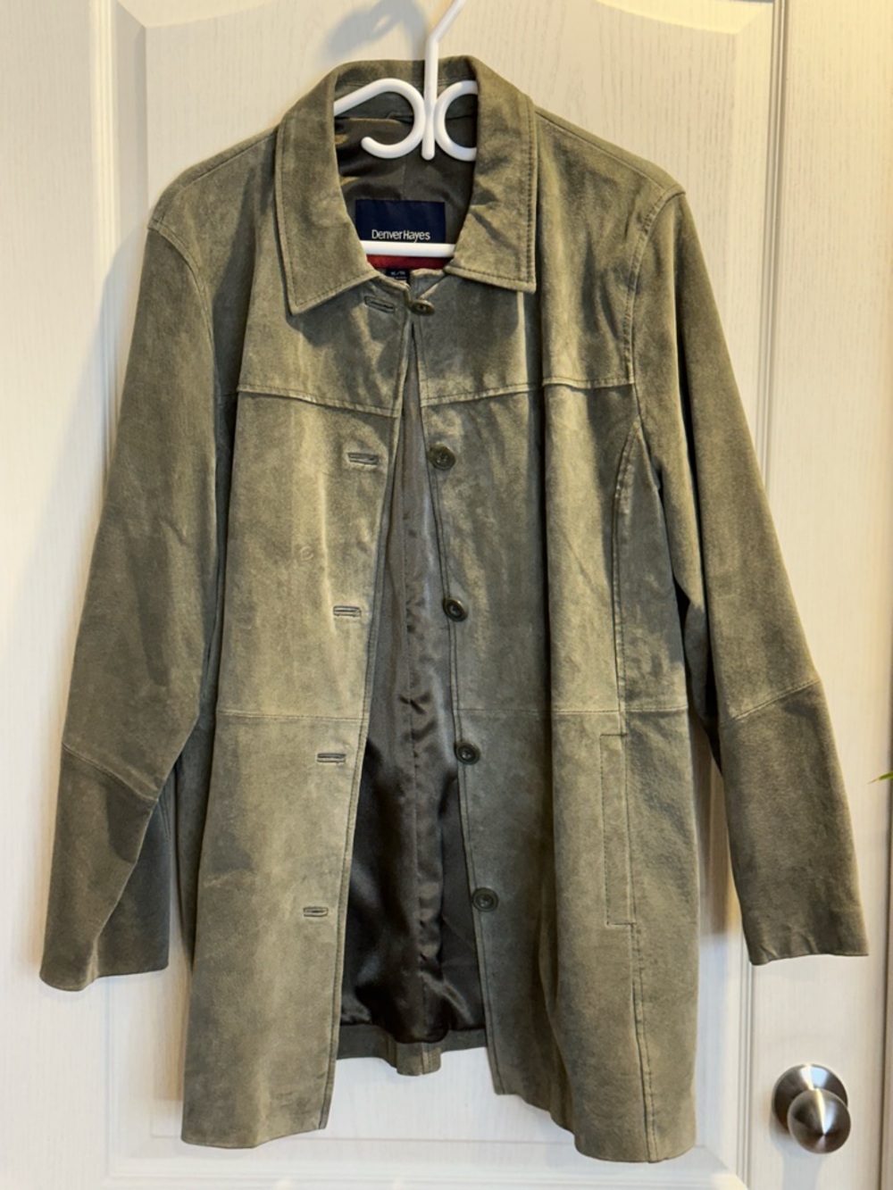 Denver Hayes Olive Green Suede Button-Front Jacket - Picture 5 of 13